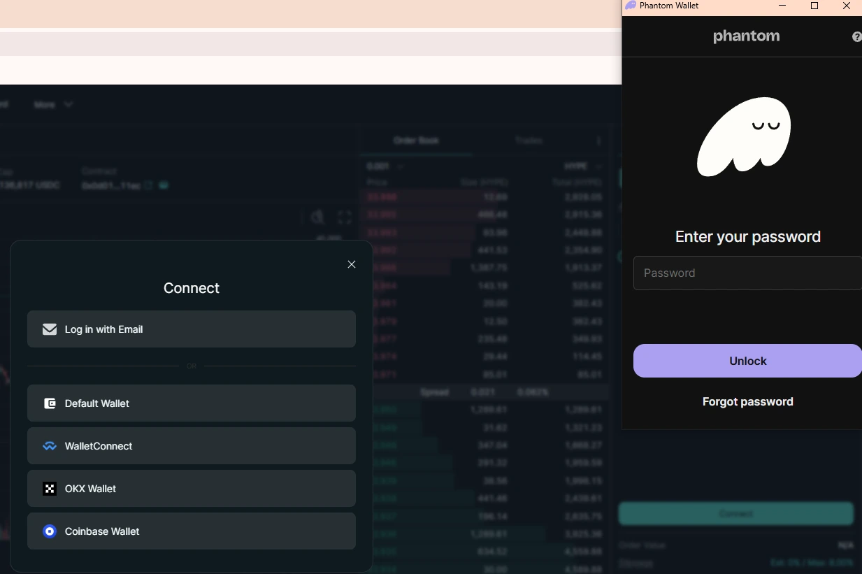 Wallet connection approval prompt (Default Wallet)