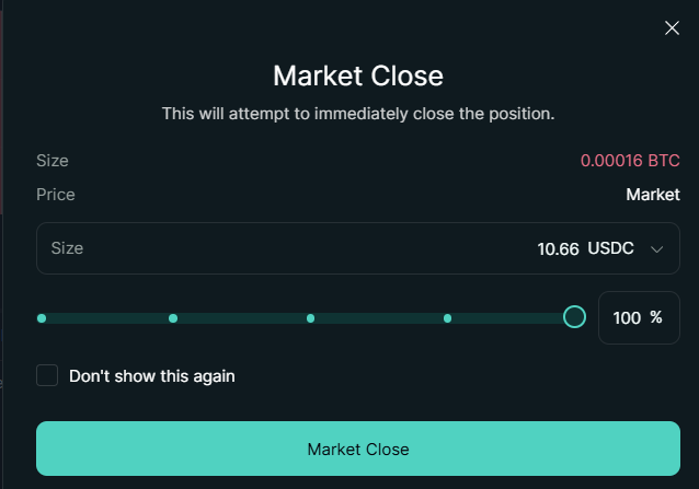 Market close modal