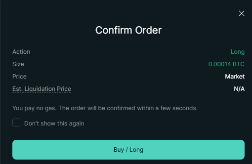 Confirm Order modal before final order submission